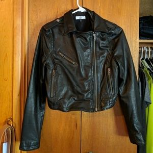 Genuine leather sz S cropped moto jacket